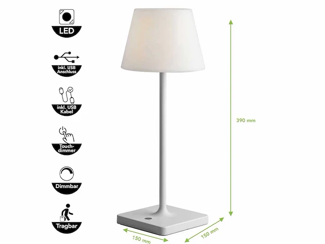 4 x led jammin oplaadbare tafellampen wit - afbeelding 3 van  7