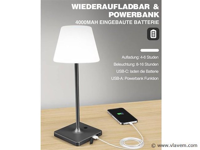 4 x led jammin oplaadbare tafellampen zwart/wit - afbeelding 5 van  8