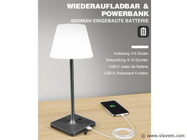 4 x led jammin oplaadbare tafellampen zwart/wit - afbeelding 8 van  9