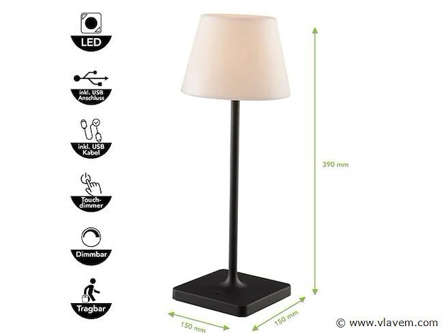 4 x led jammin oplaadbare tafellampen zwart/wit - afbeelding 5 van  10