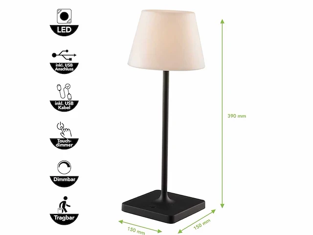4 x led jammin oplaadbare tafellampen zwart/wit - afbeelding 3 van  9