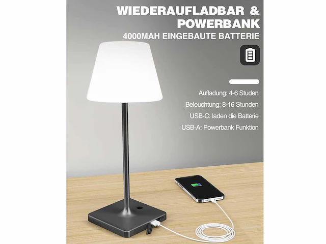 4 x led jammin oplaadbare tafellampen zwart/wit - afbeelding 5 van  9
