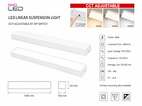 4 x led lineaire hanglamp 60w – 3cct instelbaar - wit – fortis-60 3cct - afbeelding 4 van  5