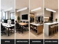 4 x led lineaire hanglamp 60w – 3cct instelbaar - wit – fortis-60 3cct - afbeelding 2 van  6