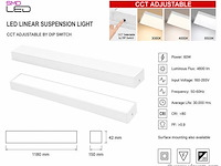 4 x led lineaire hanglamp 60w – 3cct instelbaar - wit – fortis-60 3cct - afbeelding 4 van  5