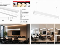 4 x led lineaire hanglamp 60w – 3cct instelbaar - wit – fortis-60 3cct - afbeelding 5 van  5