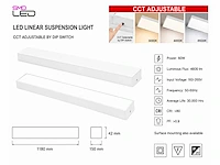 4 x led lineaire hanglamp 60w – 3cct instelbaar - wit – fortis-60 3cct - afbeelding 4 van  5