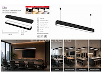 4 x led lineaire hanglamp 60w – 3cct instelbaar - zwart – fortis-60 3cct - afbeelding 5 van  5