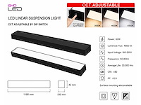 4 x led lineaire hanglamp 60w – 3cct instelbaar - zwart – fortis-60 3cct - afbeelding 4 van  5