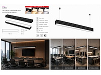 4 x led lineaire hanglamp 60w – 3cct instelbaar - zwart – fortis-60 3cct - afbeelding 3 van  5