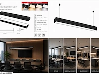 4 x led lineaire hanglamp 60w – 3cct instelbaar - zwart – fortis-60 3cct - afbeelding 6 van  6