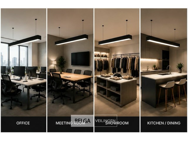 4 x led lineaire hanglamp 60w – 3cct instelbaar - zwart – fortis-60 3cct - afbeelding 1 van  6
