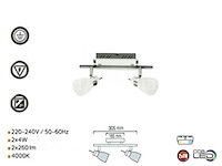 4 x led plafondlamp – 2 spots – 2 x 4w – 4000k neutraal wit – zilver – hl7192l - afbeelding 1 van  4