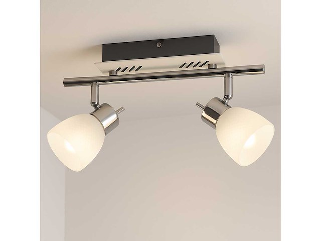 4 x led plafondlamp – 2 spots – 2 x 4w – 4000k neutraal wit – zilver – hl7192l - afbeelding 2 van  11