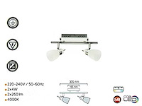 4 x led plafondlamp – 2 spots – 2 x 4w – 4000k neutraal wit – zilver – hl7192l - afbeelding 4 van  11