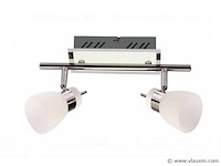 4 x led plafondlamp – 2 spots – 2 x 4w – 4000k neutraal wit – zilver – hl7192l - afbeelding 3 van  4