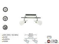 4 x led plafondlamp – 2 spots – 2 x 4w – 4000k neutraal wit – zilver – hl7192l - afbeelding 4 van  4
