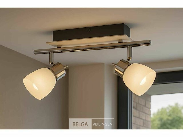 4 x led plafondlamp – 2 spots – 2 x 4w – 4000k neutraal wit – zilver – hl7192l - afbeelding 1 van  5