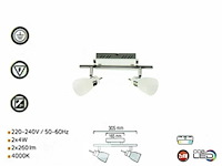 4 x led plafondlamp – 2 spots – 2 x 4w – 4000k neutraal wit – zilver – hl7192l - afbeelding 5 van  5