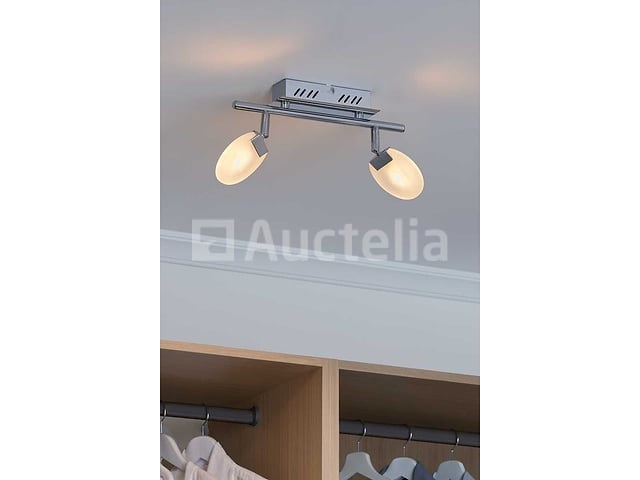 4 x led plafondlamp – 2 spots – 2 x 5w – 4000k neutraal wit – zilver – hl7162l - afbeelding 1 van  4