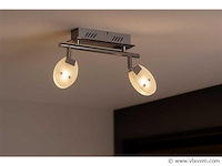 4 x led plafondlamp – 2 spots – 2 x 5w – 4000k neutraal wit – zilver – hl7162l - afbeelding 1 van  4