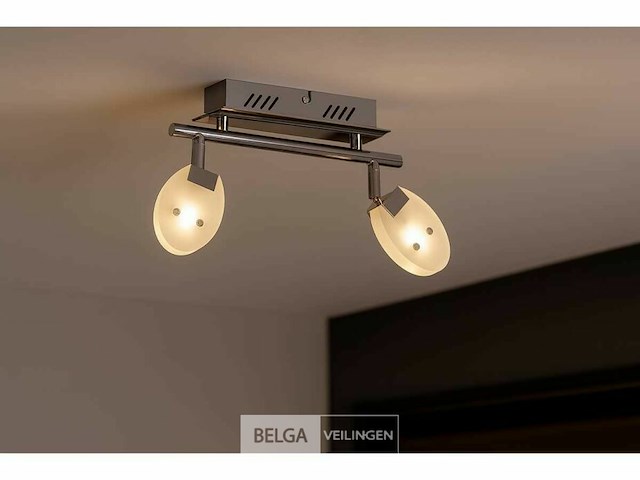 4 x led plafondlamp – 2 spots – 2 x 5w – 4000k neutraal wit – zilver – hl7162l - afbeelding 2 van  5