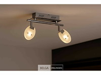 4 x led plafondlamp – 2 spots – 2 x 5w – 4000k neutraal wit – zilver – hl7162l - afbeelding 2 van  5