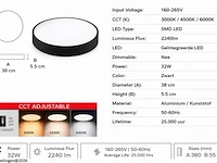 4 x led plafondlamp 32w – 3cct verstelbaar - zwart – ip20 – hazel-32 3cct - afbeelding 5 van  6