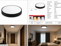 4 x led plafondlamp 32w – 3cct verstelbaar - zwart – ip20 – hazel-32 3cct - afbeelding 6 van  6
