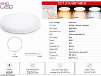 4 x led plafondlamp 40w – 3cct verstelbaar - wit – ip20 – hazel-40 3cct - afbeelding 5 van  6