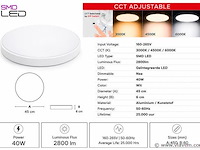 4 x led plafondlamp 40w – 3cct verstelbaar - wit – ip20 – hazel-40 3cct - afbeelding 4 van  5