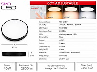 4 x led plafondlamp 40w – 3cct verstelbaar - zwart – ip20 – hazel-40 3cct - afbeelding 3 van  5