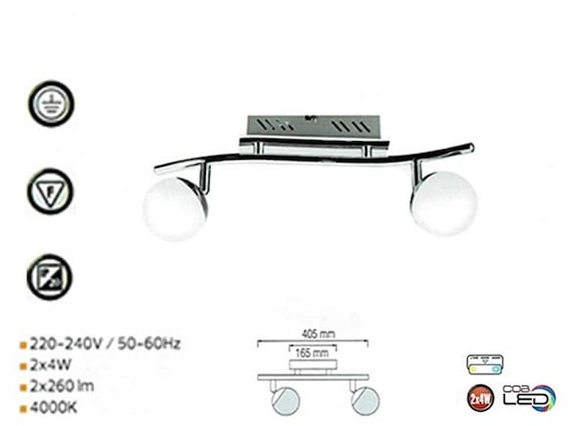 4 x led-plafondlampen – dubbele spotlights – 2 × 4w – 4000k neutraal wit – ip20 – model hl7182l - afbeelding 4 van  4