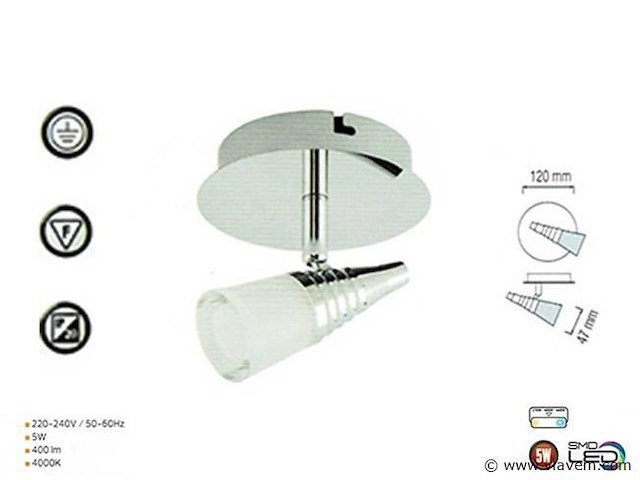 4 x led plafondspot 5w – 4000k neutraal wit – zilver – di02 - afbeelding 4 van  4