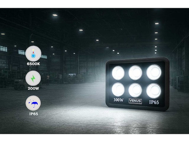 4 x led schijnwerper 300w – 6500k koud wit – ip65 – eyes-300 - afbeelding 3 van  5