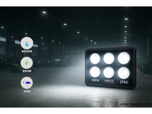 4 x led schijnwerper 300w – 6500k koud wit – ip65 – eyes-300 - afbeelding 3 van  5