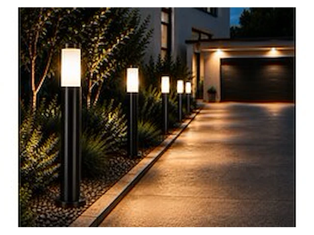 4 x led tuinlamp – e27 – ip44 – zwart – 80cm – buitenverlichting – kavak-5 - afbeelding 1 van  6