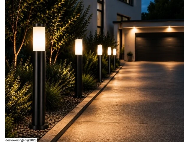4 x led tuinlamp – e27 – ip44 – zwart – 80cm – buitenverlichting – kavak-5 - afbeelding 2 van  6