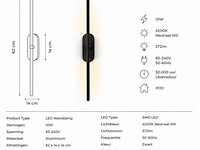 4 x led wandlamp 10w – 4200k neutraal wit - zwart – ip20 – salda-10 - afbeelding 4 van  5