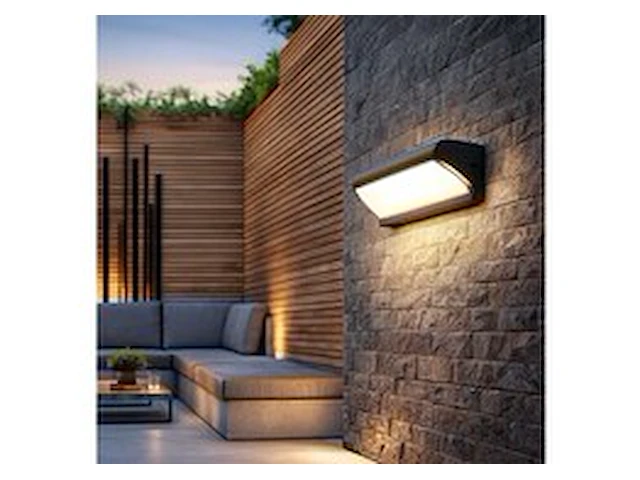 4 x led wandlamp – 12w – 3500k neutraal wit – ip54 – zwart – saw-05 - afbeelding 1 van  5