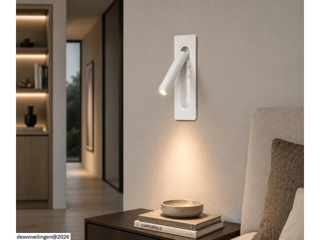 4 x led wandlamp 3w – 4200k neutraal wit - wit – ip20 – belek - afbeelding 2 van  6