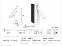 4 x led wandlamp 3w – 4200k neutraal wit - wit – ip20 – belek - afbeelding 5 van  6