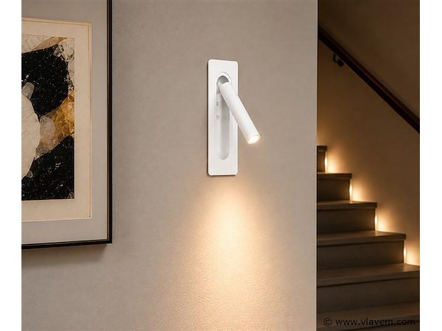4 x led wandlamp 3w – 4200k neutraal wit - wit – ip20 – belek - afbeelding 3 van  5