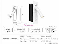 4 x led wandlamp 3w – 4200k neutraal wit - wit – ip20 – belek - afbeelding 4 van  5