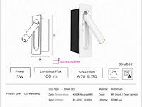 4 x led wandlamp 3w – 4200k neutraal wit - wit – ip20 – belek - afbeelding 5 van  6