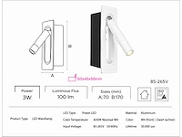 4 x led wandlamp 3w – 4200k neutraal wit - wit – ip20 – belek - afbeelding 7 van  17