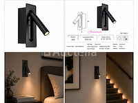 4 x led wandlamp 3w – 4200k neutraal wit - zwart – ip20 – belek - afbeelding 5 van  5