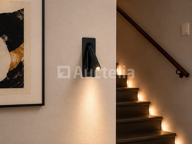 4 x led wandlamp 3w – 4200k neutraal wit - zwart – ip20 – belek - afbeelding 2 van  5