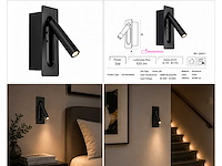 4 x led wandlamp 3w – 4200k neutraal wit - zwart – ip20 – belek - afbeelding 3 van  3