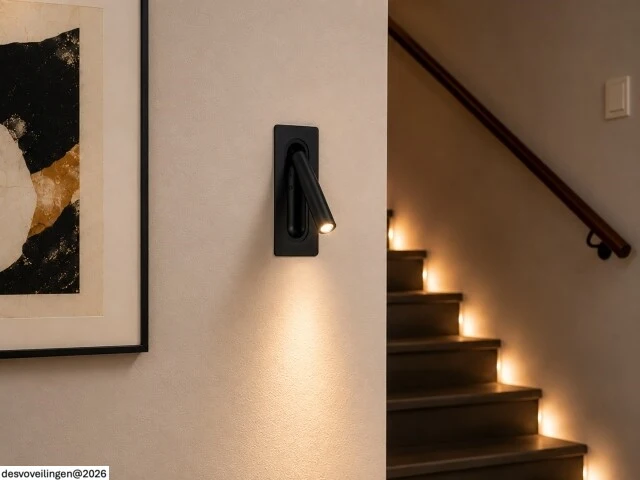 4 x led wandlamp 3w – 4200k neutraal wit - zwart – ip20 – belek - afbeelding 4 van  6